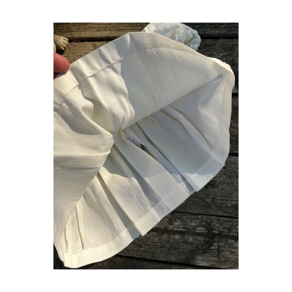 Vtg 50s Hand Smocked Infant Dress White Pink Blue Peter Pan Collar Short Puff Sl - Picture 5 of 5